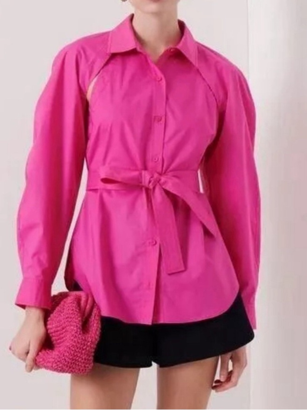 Derek Lam 10 Crosby cotton Casper bolero long sleeve cotton magenta blouse